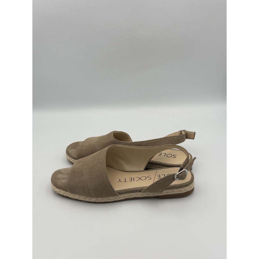 Sole Society Dolven Suede Slingback Espadrille Sandals 7.5M 38 Neutral Tan Beige - Picture 3 of 6